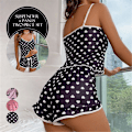 Miniatyrbild 2 av 4: Dam Tryckt Pyjamas Set Sommar Sovkläder Cami Väst Shorts Pjs Loungewear Black M