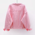 Miniatyrbilde 4 av 5: Dame Vår og Høst Jakker Varm Ensfarget Langermet Denimjakke Yttertøy Pink M