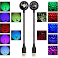 Miniatyrbilde 1 av 5: 2 stk. USB Nattlys, Discolys Solnedgangslampe, Lydaktivert Strobelys for Dekorering av Bilinteriør, Tak, Spisestue, Soverom, Fest