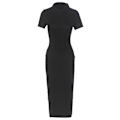 Miniatyrbillede 1 af 5: Dame Sommer Bodycon Kjoler Afslappet V-hals Sideslids Kortærmet Strikkjole Til Aftensmad Aften I Byen Black S