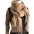 Miniatyrbillede 2 af 5: Dame Tørklæde Tæppe Tørklæde Dame Cashmere Følelse Cashmere Sjal Camel