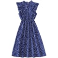 Miniatyrbillede 1 af 5: Dame Polkaprikket Kjole Plus Size Print Lang Kjole Til Strandbrug Blue And White Heart S