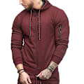 Miniatyrbillede 4 af 5: Herre Hættetrøje Lynlås Hættetrøje Vinter Sport Jogging Trøjer Toppe Wine Red 2XL