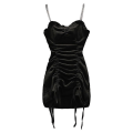 Miniatyrbilde 1 av 5: Dame Pluss Størrelse Mini Cami Kjole Sexy Bodycon Rynket Snøring Stropp Retro-3 XL
