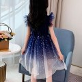 Miniatyrbild 3 av 5: Flickor Stjärnklar Himmel Gradient Prinsessklänning Fest Födelsedag Tyllkjol Klänningar 5-6 Years