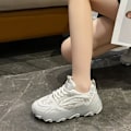 Miniatyrbillede 4 af 5: Dame Åndbare Anti-lugt Sneakers Dame Snørebånd Casual Sko Egnet Til Gåture Dans White 37