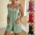 Miniatyrbilde 2 av 4: Polyester ensfargede overalls lettvekts kul stil rette ben løse allsidige jumpsuit Black S