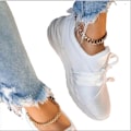 Miniatyrbillede 2 af 3: Dame Åndbare Snøresko Sneakers Sport Løbesko White 41