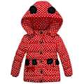 Miniatyrbillede 1 af 2: Børnepige Mickey Mouse Vatteret Frakke Puffer Jakke Polka Dot Hætte Yderbeklædning Red 2-3 Years