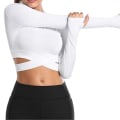 Pikkukuva 1 / 5: Lyhythihaiset Crop Topit Jooga Juoksupaidat Kuntosali Treeni Crop Topit Naisille White M