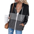 Miniatyrbillede 3 af 5: Dame Casual Color Block Hættetrøjer Toppe Langærmet Snøre Pullover Sweatshirts Med Lomme(r) (s-3xl) A Black L