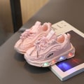 Miniatyrbild 1 av 5: Vår sommar barn lysande skor pojkar lyser upp sneakers baby flickor löparskor barn skor fritid ventilation bekväm 7218pink 30