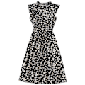 Miniatyrbillede 1 af 5: Dame Polkaprikket Kjole Plus Size Print Lang Kjole Til Strandbrug Black And White Flowers S