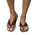 Miniatyrbillede 1 af 4: Dame Bowknot Flip Flops Slippers Casual Clip Toe Sandaler Sommer Strand Flade Sko Black 40