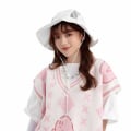 Miniatyrbilde 4 av 4: Kawaii Rosa Kirby Vest Søt Kirbys Tegneserie Anime Varm V-hals Strikket Genser Vest Kostyme Leker For Jenter Gaver M 1