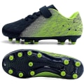 Miniatyrbilde 3 av 5: Fotballsko for barn, faste knotter, gutter, jenter, atletiske utendørssko Black Green 30
