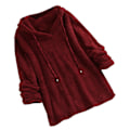 Miniatyrbild 1 av 5: Plus Size Höst Vinter Dam Långärmad Hooded Plysch Fluffig Hoodies Fleece Pullover Pyjamas Lös Wine Red 5XL