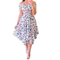 Miniatyrbillede 1 af 5: Dame Blomsterprint Off Shoulder Kjole Elegant Stropløs Maxikjole Til Strandbrug White Butterfly S