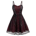 Miniatyrbilde 2 av 3: Cosplay-kjole for kvinner Blonde Print Cocktail Gotisk Kjole_cv wine red S