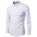 Miniatyrbillede 1 af 3: Herre Ensfarvet Knap-op Formelle Skjorter Langærmet Slim Fit Revers Skjorte Business Toppe White M