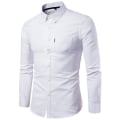 Pikkukuva 1 / 3: Miesten yksivärinen napillinen formelli paita pitkillä hihoilla, slim fit -kauluspaita, bisnestyylinen White M