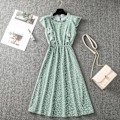 Miniatyrbillede 2 af 5: Dame Polkaprikket Kjole Plus Size Print Lang Kjole Til Strandbrug Green White Heart S