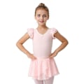 Pikkukuva 1 / 3: Tyttöjen röyhelöhihainen balettitanssimekko Tutu-hameella varustettu trikoo Pink 140cm