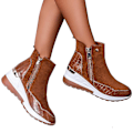 Miniatyrbillede 1 af 2: Dame Wedge Ankelstøvler Lynlås High Top Sneakers Træningssko Brown 41