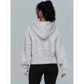 Miniatyrbillede 4 af 5: Efterår og vinter dame sports half zip yoga dragt løs kort hættetrøje Grey S