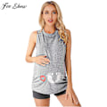 Miniatyrbillede 2 af 5: Amme Ærmeløs Stretch Print Bløde Toppe Pyjamas Hjemmetøj Gravide Kvinder Casual Plus Size Lang T-shirt Tanktoppe Loungewear Black L