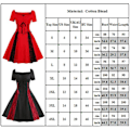 Miniatyrbillede 2 af 2: Dame Retro Hepburn Kortærmet Kjole Blonde Patchwork Snørekjole Swing A-linje Kjoler Red XL