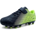 Miniatyrbilde 1 av 5: Fotballsko for barn, faste knotter, gutter, jenter, atletiske utendørssko Black Green 34
