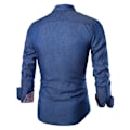Miniatyrbillede 2 af 3: Herre Knapper Op Denim Skjorte Casual Business Langærmet Revers T-shirt Toppe Dark Blue M