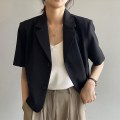 Miniatyrbild 4 av 5: Fashion Kortärmad Kostym För Kvinnor Snygga Kortärmade Kostymer Mjuk Andningsbar Kortärmad T-shirt Milk Tea 2XL