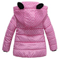 Miniatyrbillede 2 af 3: Børn Piger Vinter Fleece Foret Vatteret Puffer Jakke Hætte Polka Dot Quiltet Frakke Overtøj Pink 2-3 Years