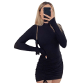 Miniatyrbillede 1 af 5: Dame Rynket Bodycon Kjole Ensfarvet Snøre Slids Kjole Til Kvinder Ferie Udendørs Beklædning Black S