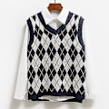 Miniatyrbillede 1 af 5: Strikket Vest, Afslappet Pullover Elastisk Sweater Blue M