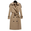 Miniatyrbild 1 av 5: Klassisk trenchcoat för damer, mellanlång, mode, vindtät jacka för höst, vår och vardagsbruk Khaki M