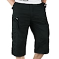 Miniatyrbild 2 av 4: Herr 3/4 Lång Längd Elastiska Shorts Midja Cargo Combat Tre Kvarts Byxor Black 3XL