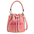 Miniatyrbild 2 av 4: Bucket Bag Dam Pu Läder Justerbar Dragsko Handväska Tote Crossbody Axelväska Pink