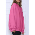 Miniatyrbillede 4 af 4: Dame Oversized Sweatshirts Hættetrøjer Fleece Crew Neck Pullover Sweaters Casual Komfortabelt Efterårsmode Tøj Pink L