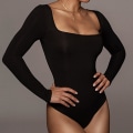 Miniatyrbillede 4 af 5: Langærmet bodysuit til kvinder, langærmet, sexet bodysuit med firkantet hals og thong til afslappet hverdagsbrug og hjemmebrug White M