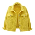 Miniatyrbilde 2 av 5: Dame Vår og Høst Jakker Varm Ensfarget Langermet Denimjakke Yttertøy Yellow S
