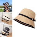 Miniatyrbild 4 av 5: Vår sommar solhatt dam båge elegant färgmatchning solhatt mode fiskare hatt kvinnor, vit Brown