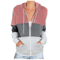 Miniatyrbillede 3 af 5: Dame Casual Color Block Hættetrøjer Toppe Langærmet Snøre Pullover Sweatshirts Med Lomme(r) (s-3xl) A Pink L