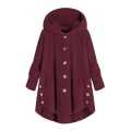Miniatyrbilde 1 av 2: Mile Dame Oversized Sherpa Jakke Med Lommer Rutete Fleece Hettegenser Vinter Yttertøy Red 2XL