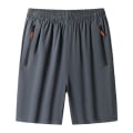 Miniatyrbild 1 av 5: Herrshorts med dragkedjefickor Tvättbara stretchbyxor för fitness gymkläder Grey 6XL
