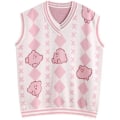 Miniatyrbilde 1 av 4: Kawaii Rosa Kirby Vest Søt Kirbys Tegneserie Anime Varm V-hals Strikket Genser Vest Kostyme Leker For Jenter Gaver M 1