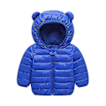 Miniatyrbild 1 av 2: Barn Pojkar Flickor Vinterpäls Huvförsedd Parkas Kappa Vadderad Varm Dunjacka Ytterkläder Blå Blue 80cm