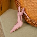Miniatyrbillede 4 af 5: Franske Designer Dame Pink Høje Hæle, Tynde Høje Hæle Mules Slanke Hæle Elegante Sandaler Sko Pink 38